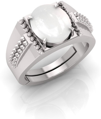 TODANI JEMS 14.25 Ratti Moonstone Gemstone Adjustable Ring With Lab CertificateD Stone Moonstone Silver Plated Ring