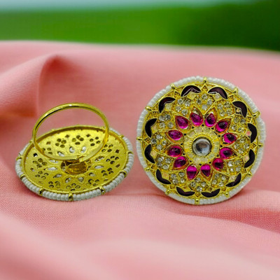 Shiv Shakti Supreme Rajputi Kundan Brass Gold Plated Ring
