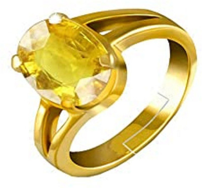 GenZcomplex Yellow sapphire Ring original Pukhraj Stone Lab certified & Astrological Stone Stone Ruby Gold Plated Ring