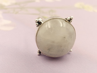 ShrimJewels Brass Moonstone Silver Plated Ring