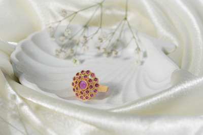 Vosgi Brass Ruby Gold Plated Ring