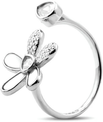 Pahel The silver that shines Designer MOP Ring with Floral Pattern – Elegant Jewelry for Special Occasions Sterling Silver Mother of Pearl Rhodium Plated Ring