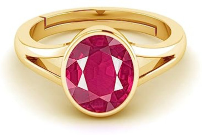 Ringry 8.25 Ratti Natural Ruby Manik Astrology Adjustable Ring for Men & Women Brass Ruby Gold Plated Ring