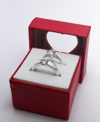 Maaword Platinum Plated Romantic Lover's Adjustable Silver Plated Adjustable Metal Cubic Zirconia Silver Plated Ring Set