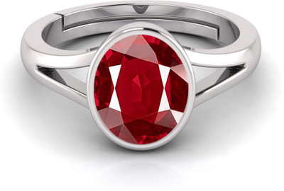 TODANI JEMS Natural 11.25 Ratti Ruby Manikya Ring With Lab Certificate Silver Ruby Sterling Silver Plated Ring