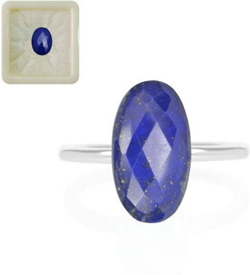 Jewelryonclick Natural Lapis Lazuli Gemstone Checker Oval Shape 3 Carat 3.25 Ratti for Stone Lapis Lazuli Ring