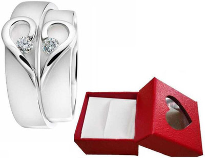 Agarwalproduct Adjustable Couple Rings for lovers valentine gift & proposal ring Alloy Cubic Zirconia Platinum Plated Ring Set