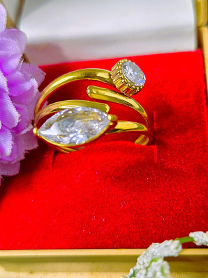 Aura Gleam Stainless Steel Gold Plated Ring