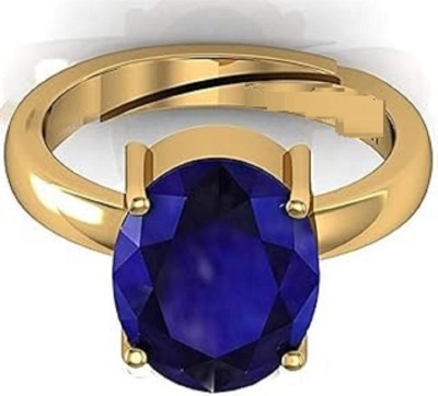 Sidharth Gems 7.25 Ratti 6.25 Crt Natural Ceylon Blue Sapphire Ring Neelam GemStone Brass Sapphire Gold Plated Ring