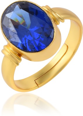 memoir Brass Gold plated Blue Sapphire Neelam Finger ring Brass Gold Plated Ring