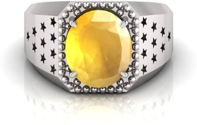 Pranjal Gems Shell Sapphire Rhodium Plated Ring