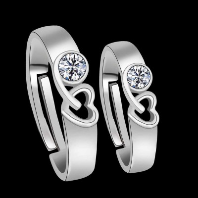 Ceylonmine01 Couple ring For Lover Silver Plated Adjustable Couple Ring Alloy Silver Plated Ring