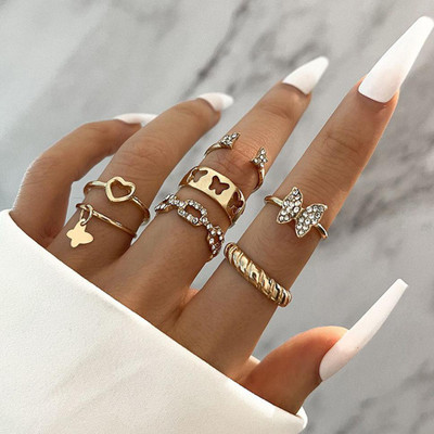 DESTINY JEWEL'S Alloy Gold Plated Ring Set