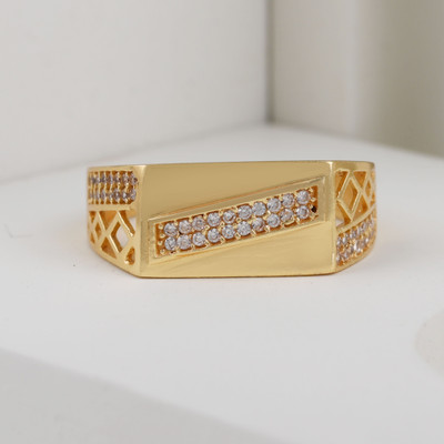 mahi creation Brass, Copper Cubic Zirconia Gold Plated Ring