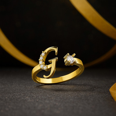 BOGHRA SALES G Letter stylish design ring for Girls,women Alloy Diamond Gold Plated Ring