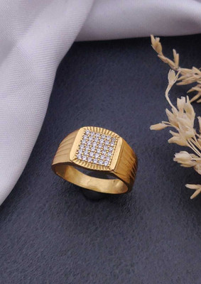 mahi creation Brass, Copper Diamond Gold Plated Ring