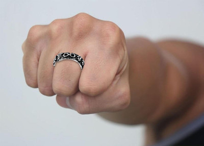 Utkarsh Silver Punk Funky Vintage Infinity Pattern Thin Cuff Thumb Knuckle/Finger Ring Stainless Steel Ring