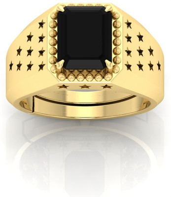 The Crystl Cache Store 7.25 Ratti Black Hakik(Agate) Gemstone Ring For Men And Women Aaa+ Quality Brass Agate Gold Plated Ring
