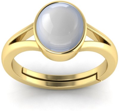 Pranjal Gems Natural 9.25 Ratti Moonstone Gemstone Ring Brass Moonstone Rhodium Plated Ring