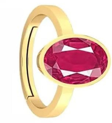 Sidharth Gems 6.25 Ratti 5.00 Carat Natural Ruby Stone Manik Ring Brass Ruby Gold Plated Ring