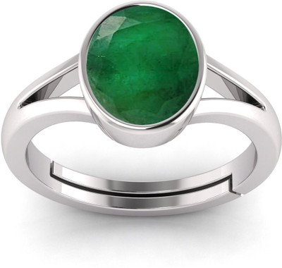 TODANI JEMS Natural 15.25 Ratti Emerald Ring With Lab Certificate Silver Emerald Sterling Silver Plated Ring