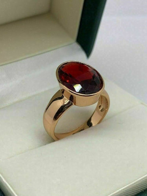 RATAN BAZAR Original & Effective Gomed/Hessonite Gold Plated Finger Ring For Unisex Brass Ruby Gold Plated Ring