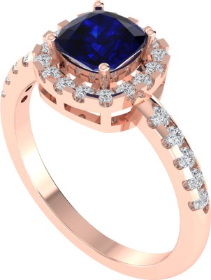 Diamtrendz Jewels Sterling Silver Sapphire Gold Plated Ring