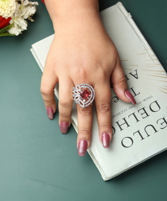 Rhosyn Alloy Cubic Zirconia Rhodium Plated Ring