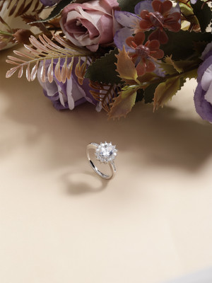 DIAVO Minimalist Crown Silver Ring Sterling Silver Cubic Zirconia Sterling Silver Plated Ring