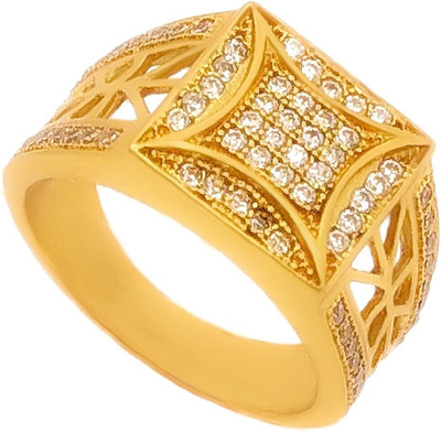 Pandadi Collection Brass Diamond Gold Plated Ring