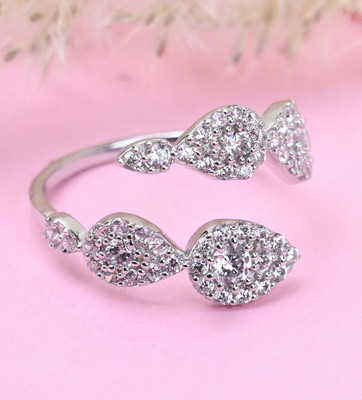 CLARA Sterling Silver Cubic Zirconia Rhodium Plated Ring
