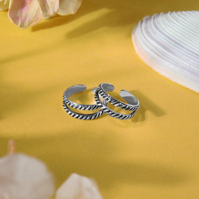 Trending TwistCraze Sterling Toe Ring Sterling Silver Zircon Sterling Silver Plated Toe Ring Set