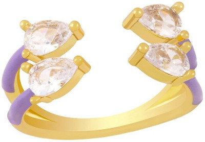ZIVOM Twin Pear Copper Cubic Zirconia Gold Plated Ring