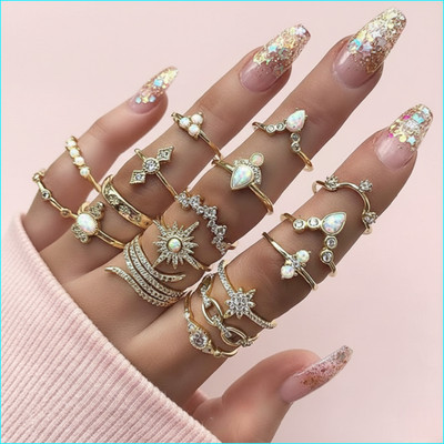 TVI Exclusive AD Studded Floral Gold Plated Plushy Rings for Women And Girls Alloy Cubic Zirconia Gold Plated Ring Set