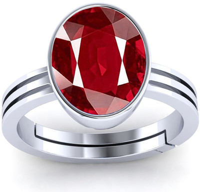 barmunda gems 9.25 Ratti Created Ruby Manik Adjustable Ring for Men & Women by Lab Certified Metal Ruby Ring