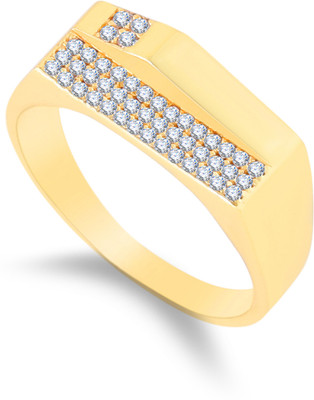 mahi creation Stainless Steel, Copper Cubic Zirconia Gold Plated Ring
