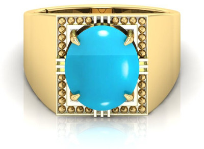 Pranjal Gems Shell Turquoise Gold Plated Ring