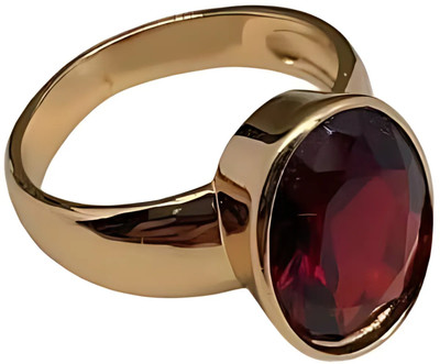 ZUTAKE Original & Effective Gomed/Hessonite Gold Plated Finger Ring Brass Ruby Ring