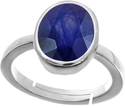 TODANI JEMS Blue Sapphire/Neelam Gemstone Panchdhatu Adjustable Ring for Women & Men Brass Sapphire Rhodium Plated Ring