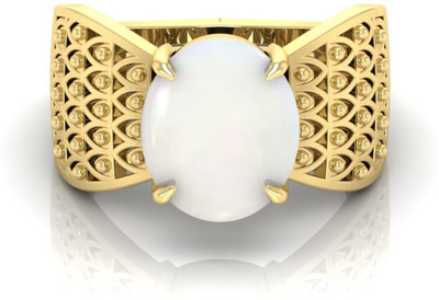 TODANI JEMS 9.25 Ratti Opal Gemstone Adjustable Ring With Lab CertificateF Stone Opal Brass Plated Ring