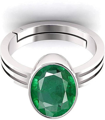 TODANI JEMS 11.25 Ratti 10.60 Carat Natural Panna Adjustable Ring Lab Certificate Metal Emerald Silver Plated Ring