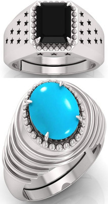 BHAIRAW GEMS Moonstone Stone Silver Adjustable Ring Stainless Steel Ring