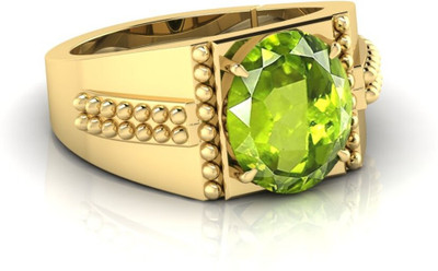 Pranjal Gems 7.25 Ratti Peridot Gemstone Adjustable Ring With Lab CertificateAP Crystal Peridot Rhodium Plated Ring