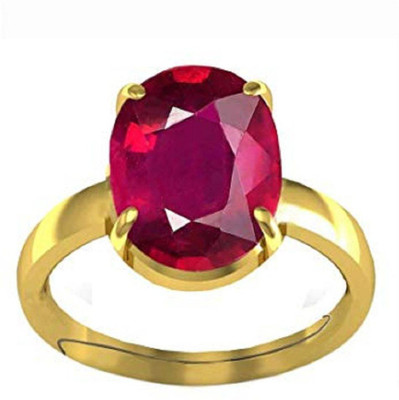 Gemzonite Original Ruby Stone Ring For Women & Men Brass Ruby Gold Plated Ring