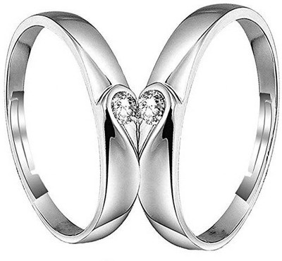 Agarwalproduct New Couple Lovers Heart Love You Jewelry (2 pieces - his and her) Stainless Steel Platinum, Silver Plated Ring Set