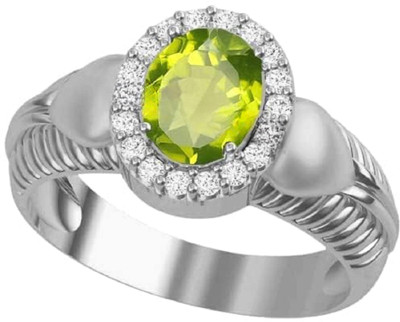 Sidharth Gems 11.25 Ratti 10.00 Carat Peridot Ring Natural Peridot/Mani Stone Brass Peridot Silver Plated Ring