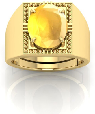 TODANI JEMS 12.25 Ratti Yellow Sapphire Gemstone Adjustable Ring With Lab CertificateFA Stone Sapphire Ring