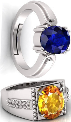 BHAIRAW GEMS Moonstone Stone Silver Adjustable Ring Stainless Steel Ring