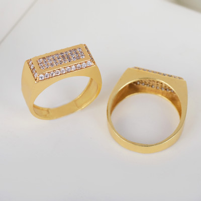GORASH CREATION Alloy Cubic Zirconia Gold Plated Ring