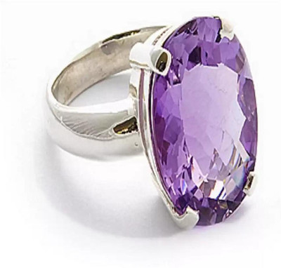 Chopra Gems Amethyst Stone Ring Original and Certified natural Katela/Jamunia For Men/Women Brass Amethyst Silver Plated Ring